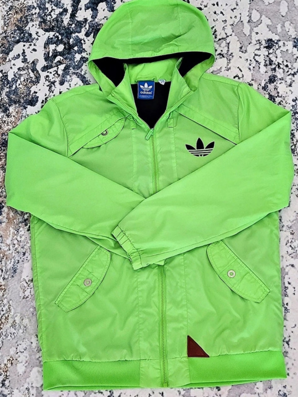 Retro 2012 Adidas Originals Lime Green Trefoil Windbreaker Jacket - Men's M